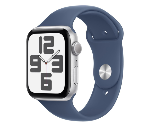 APPLE Watch SE 2024 GPS 44mm koperta z aluminium (srebrny) + pasek sportowy rozmiar S/M (denim) - 1278024 - zdjęcie